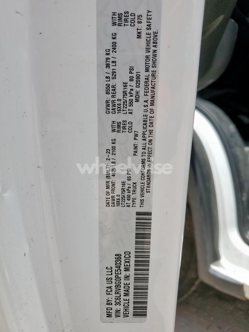 Photo 9 of 2023 RAM PROMASTER 1500 1500 HIGH (VIN 3C6LRVBG0PE540368)