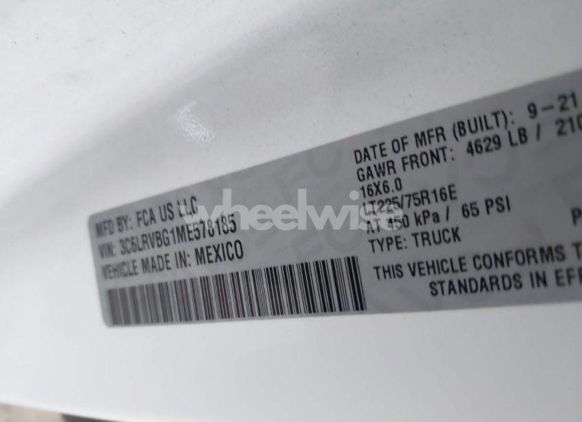 Photo 9 of 2021 Ram Promaster 1500 HIGH ROOF 136 WB (VIN 3C6LRVBG1ME578185)