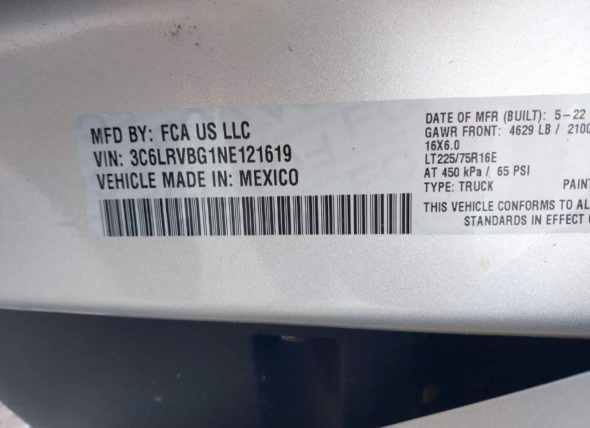 Photo 9 of 2022 Ram Promaster 1500 136 WB (VIN 3C6LRVBG1NE121619)