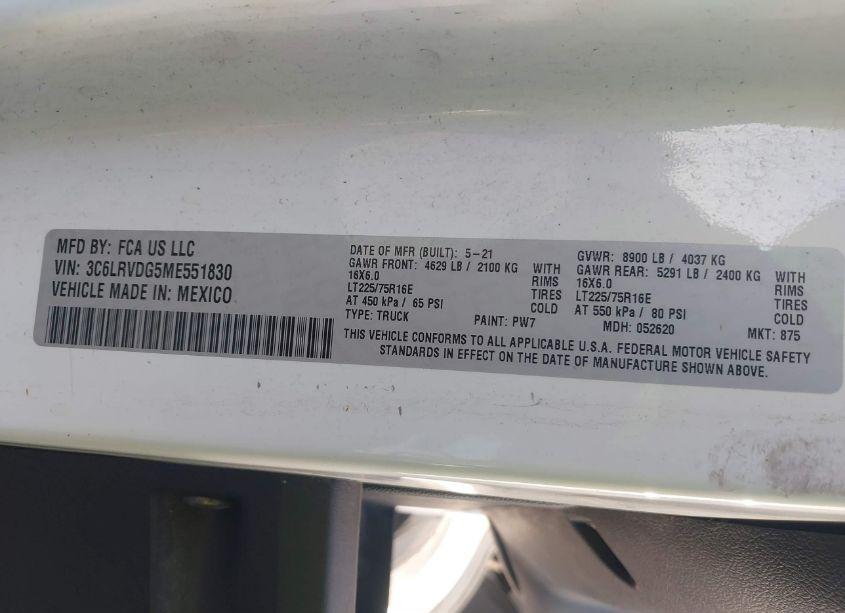 Photo 9 of 2021 Ram Promaster 2500 (VIN 3C6LRVDG5ME551830)