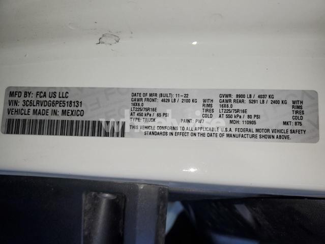 2023 RAM PROMASTER 2500 2500 HIGH N/A (VIN 3C6LRVDG6PE518131) main photo