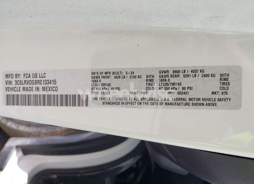 Photo 9 of 2024 Ram Promaster 2500 TRADESMAN HIGH ROOF 159 WB W/PASS SEAT (VIN 3C6LRVDG8RE133415)