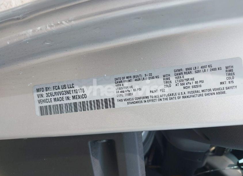 Photo 9 of 2022 Ram Promaster 2500 LOW ROOF 136 WB (VIN 3C6LRVVG3NE110178)