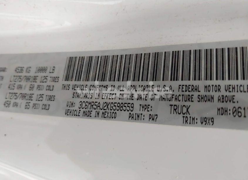 Photo 9 of 2019 Ram 2500 TRADESMAN 4X4 8' BOX (VIN 3C6MR5AJ2KG598559)