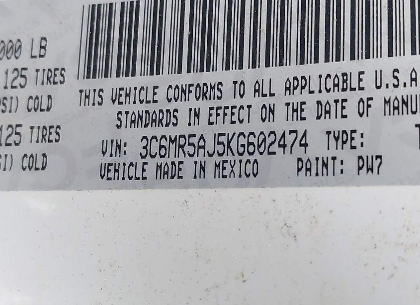 Photo 9 of 2019 Ram 2500 TRADESMAN REGULAR CAB 4X4 8' BOX (VIN 3C6MR5AJ5KG602474)