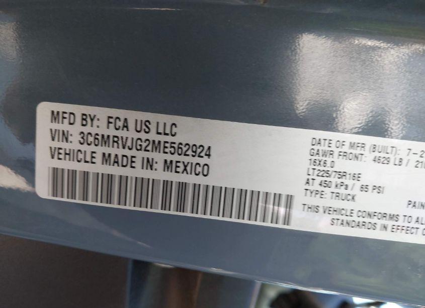 Photo 9 of 2021 Ram Promaster 3500 CARGO VAN HIGH ROOF 159 WB EXT (VIN 3C6MRVJG2ME562924)