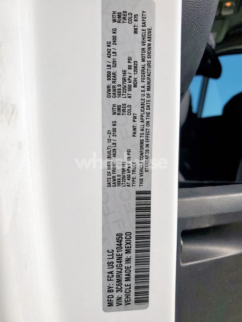 Photo 12 of 2022 RAM PROMASTER 3500 3500 HIGH N/A (VIN 3C6MRVJG4NE104450)
