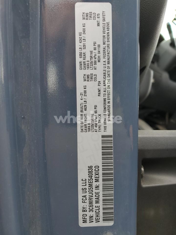Photo 12 of 2021 RAM PROMASTER 3500 3500 HIGH (VIN 3C6MRVJG5ME540836)