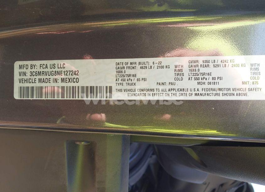 Photo 9 of 2022 Ram Promaster 3500 3500 HIGH (VIN 3C6MRVUG8NE127242)