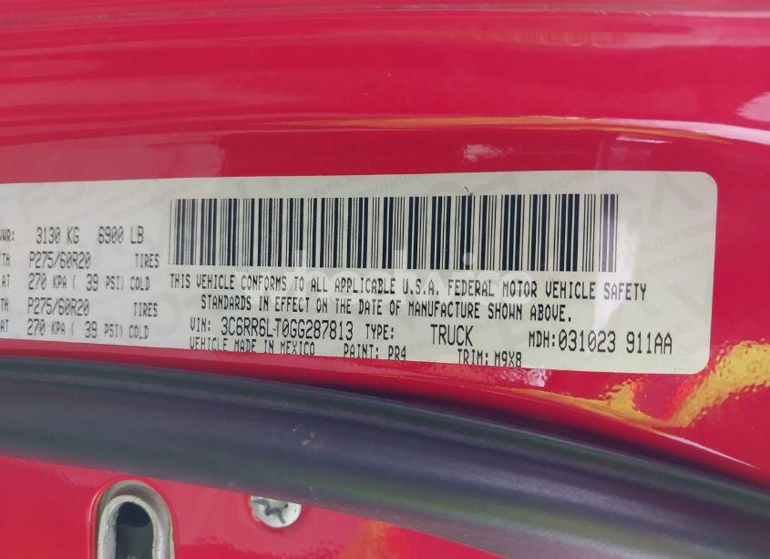 Photo 9 of 2016 Ram 1500 BIG HORN (VIN 3C6RR6LT0GG287813)