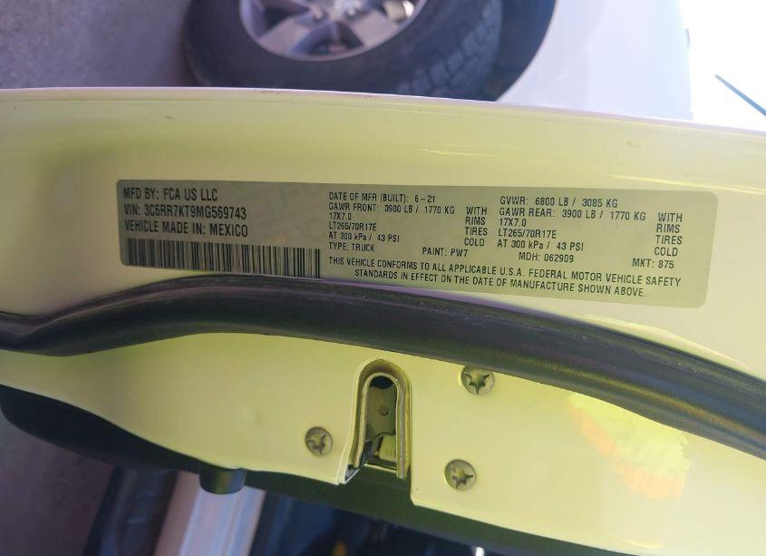 Photo 9 of 2021 Ram 1500 CLASSIC TRADESMAN 4X4 5'7 BOX (VIN 3C6RR7KT9MG569743)