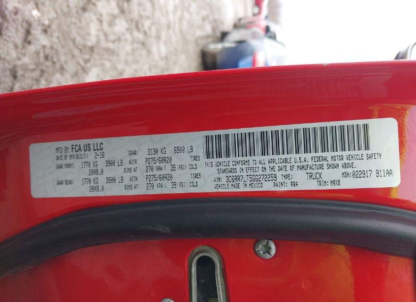 Photo 9 of 2016 Ram 1500 BIG HORN (VIN 3C6RR7LT5GG272259)