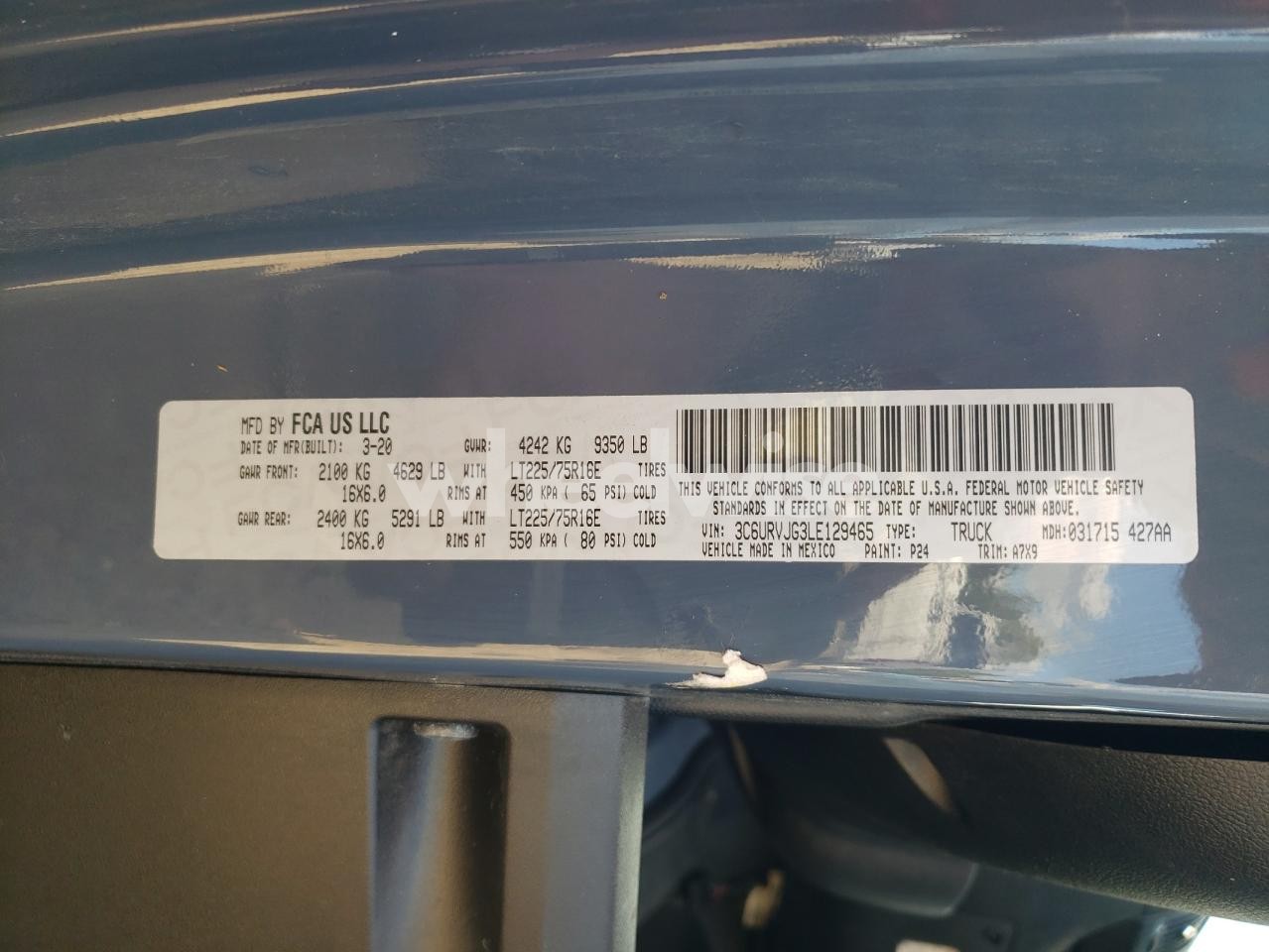 Photo 13 of 2020 RAM PROMASTER 3500 3500 HIGH (VIN 3C6TRVAG0KE565538)