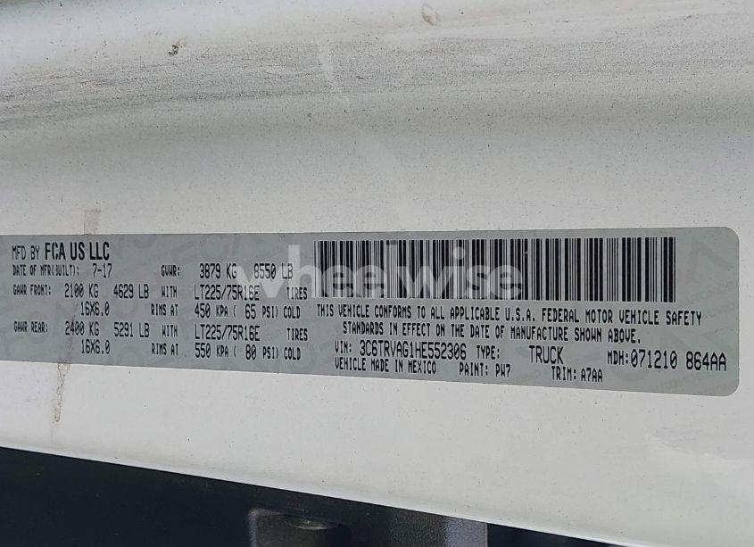 Photo 9 of 2017 Ram Promaster 1500 LOW ROOF 136 WB (VIN 3C6TRVAG1HE552306)