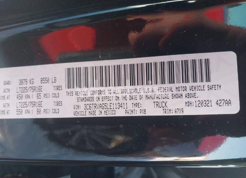 Photo 9 of 2020 Ram Promaster 1500 LOW ROOF 136 WB (VIN 3C6TRVAG5LE113411)