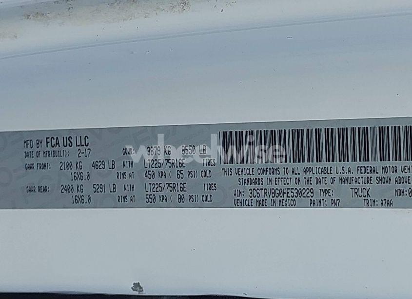 Photo 9 of 2017 Ram Promaster 1500 HIGH ROOF 136 WB (VIN 3C6TRVBG0HE530229)