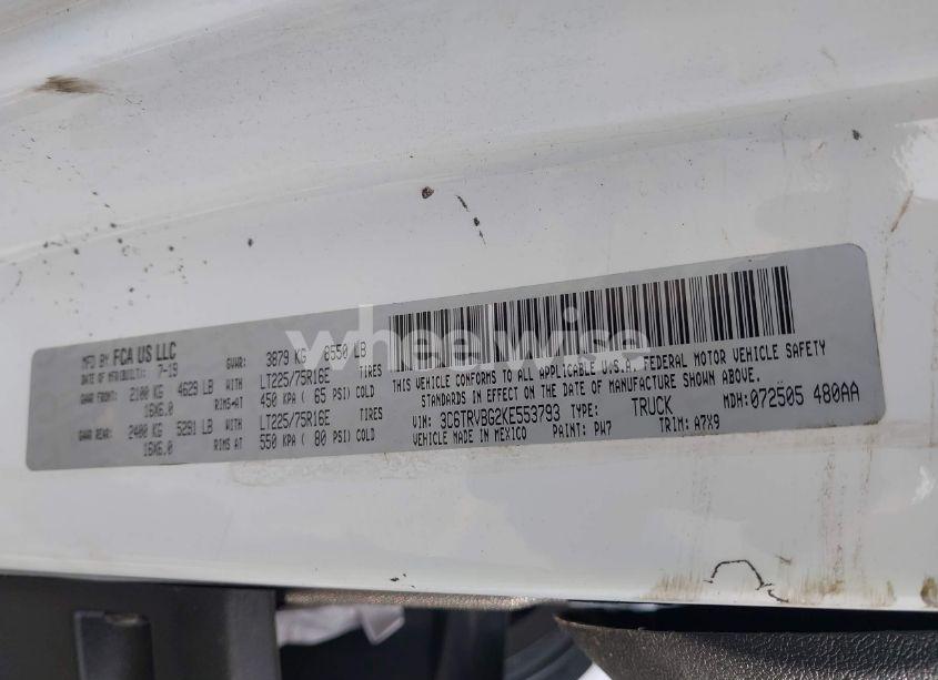 Photo 9 of 2019 Ram Promaster 1500 HIGH ROOF 136 WB (VIN 3C6TRVBG2KE553793)