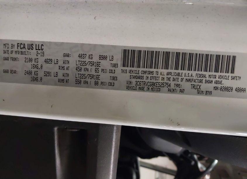 Photo 9 of 2019 Ram Promaster 2500 HIGH ROOF 136 WB (VIN 3C6TRVCG8KE525754)