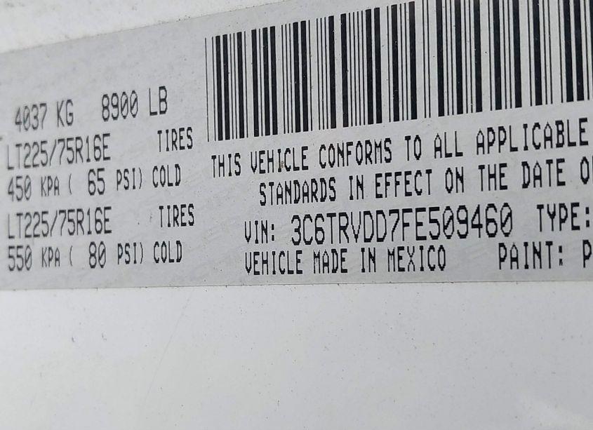 Photo 9 of 2015 Ram Promaster 2500 HIGH ROOF (VIN 3C6TRVDD7FE509460)