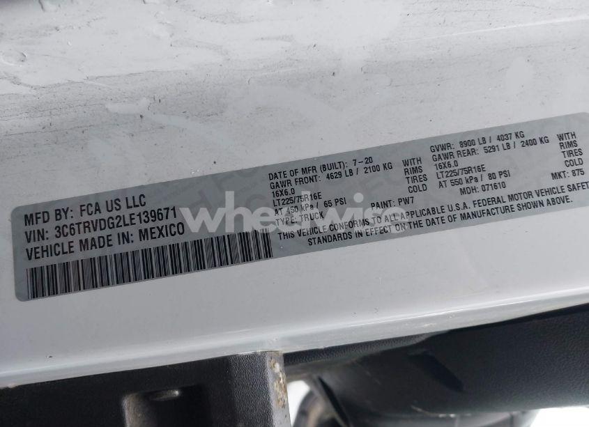 Photo 9 of 2020 Ram Promaster 2500 HIGH ROOF 159 WB (VIN 3C6TRVDG2LE139671)