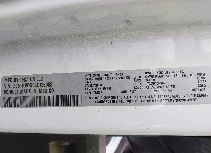 Photo 9 of 2020 Ram Promaster 2500 HIGH ROOF 159 WB (VIN 3C6TRVDG4LE135962)