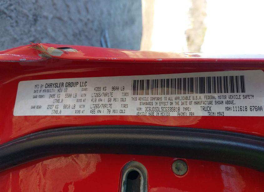 Photo 9 of 2012 Ram 2500 SLT (VIN 3C6UD5DL5CG335818)