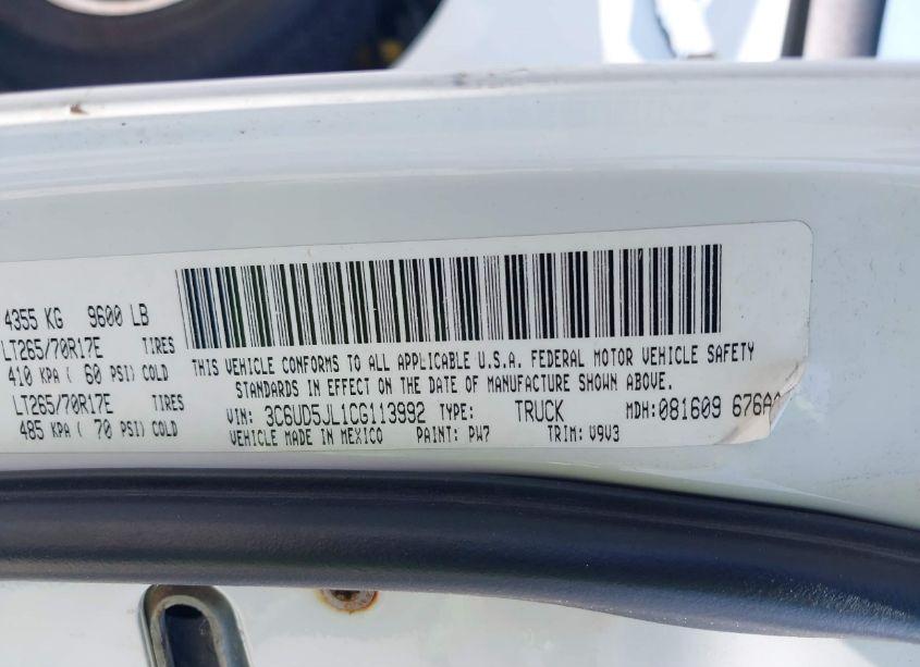 Photo 9 of 2012 Ram 2500 SLT (VIN 3C6UD5JL1CG113992)