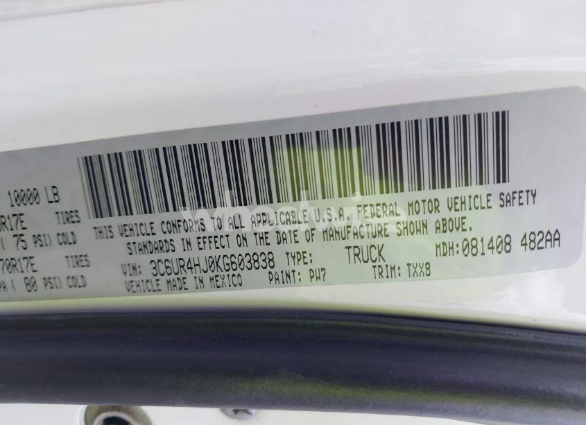Photo 9 of 2019 Ram 2500 TRADESMAN 4X2 8' BOX (VIN 3C6UR4HJ0KG603838)