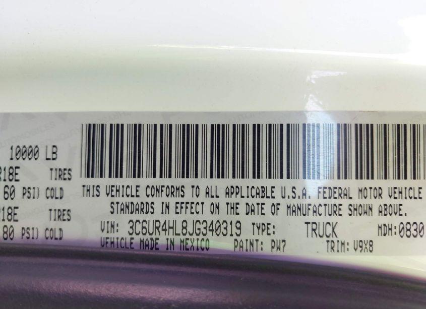 Photo 9 of 2018 Ram 2500 TRADESMAN 4X2 8' BOX (VIN 3C6UR4HL8JG340319)