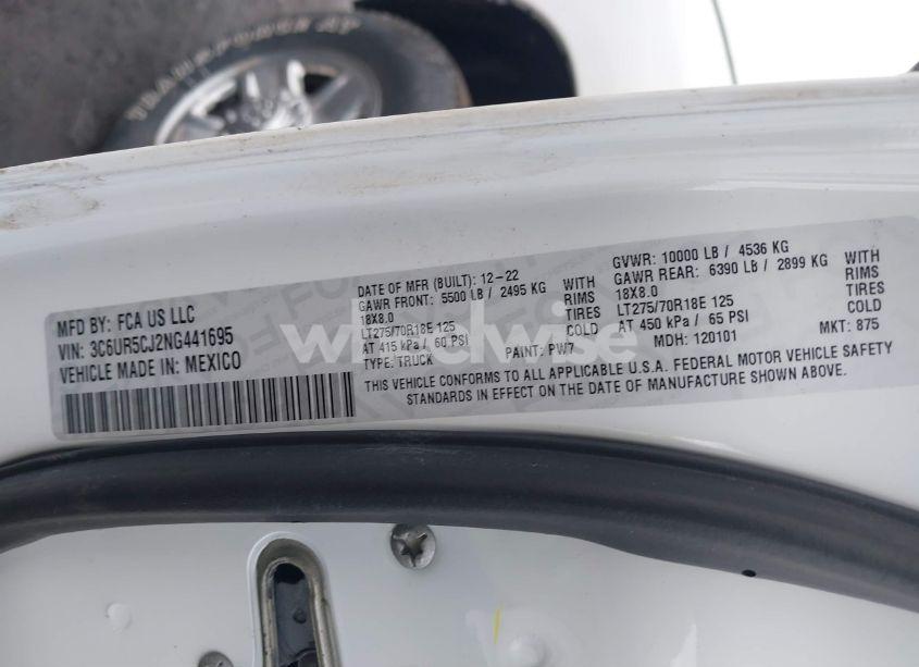 Photo 9 of 2022 Ram 2500 TRADESMAN 4X4 6'4 BOX (VIN 3C6UR5CJ2NG441695)