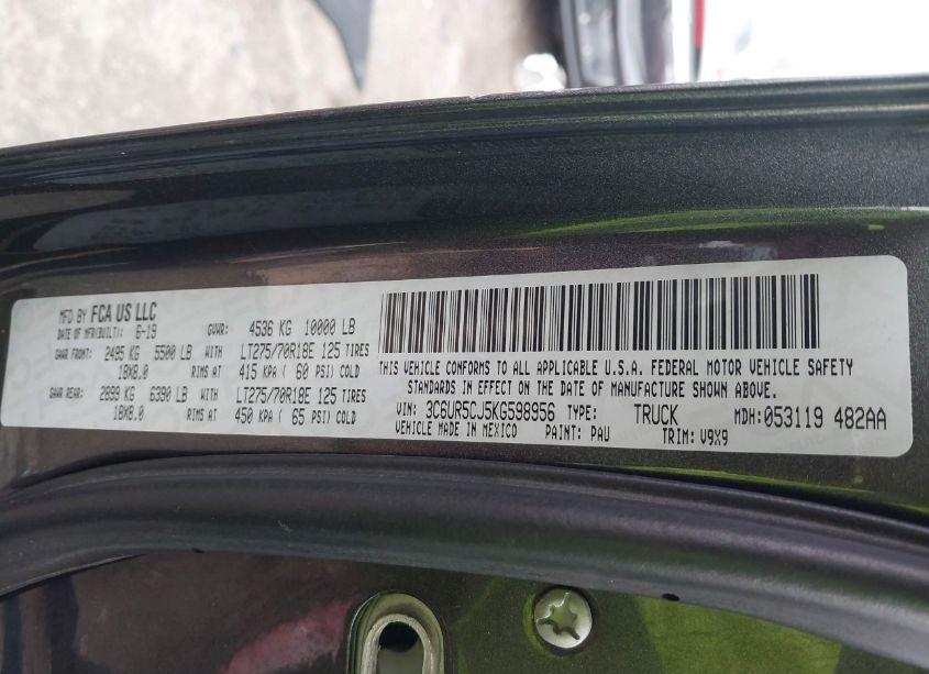Photo 9 of 2019 Ram 2500 TRADESMAN 4X4 6'4 BOX (VIN 3C6UR5CJ5KG598956)