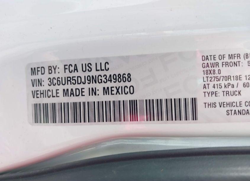 Photo 9 of 2022 Ram 2500 BIG HORN 4X4 6'4 BOX (VIN 3C6UR5DJ9NG349868)