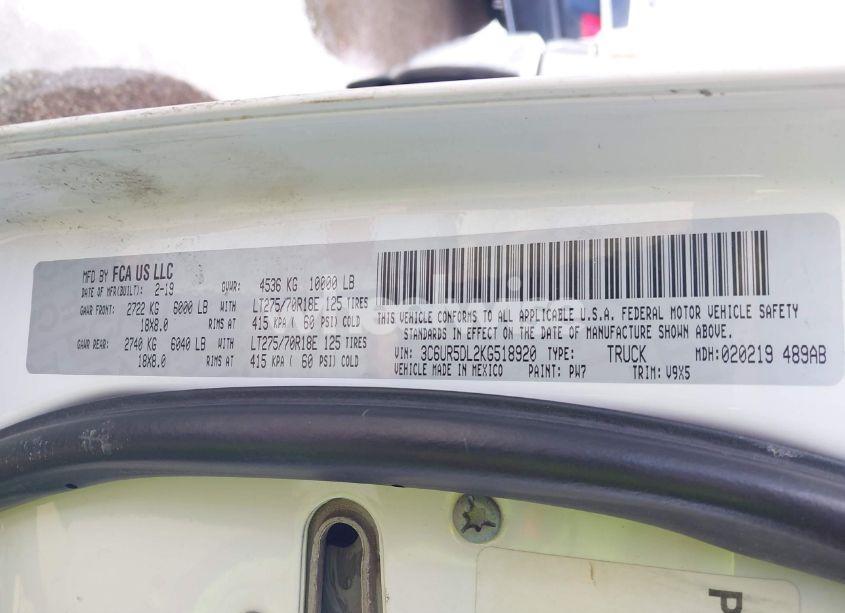 Photo 9 of 2019 Ram 2500 BIG HORN 4X4 6'4 BOX (VIN 3C6UR5DL2KG518920)