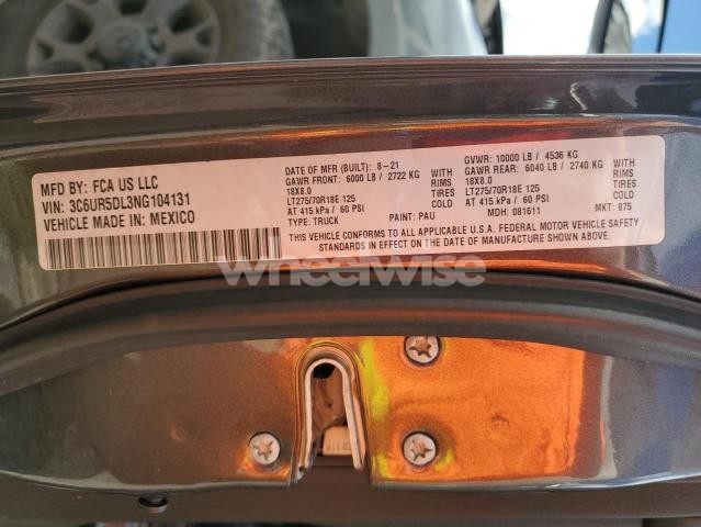 Photo 4 of 2022 RAM 2500 BIG HORN/LONE STAR (VIN 3C6UR5DL3NG104131)