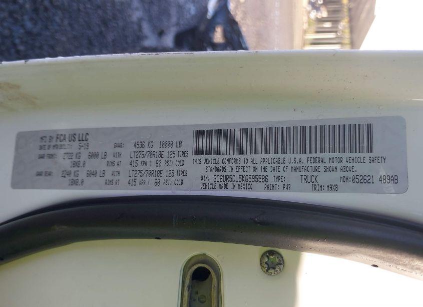 Photo 9 of 2019 Ram 2500 BIG HORN 4X4 6'4 BOX (VIN 3C6UR5DL5KG595586)