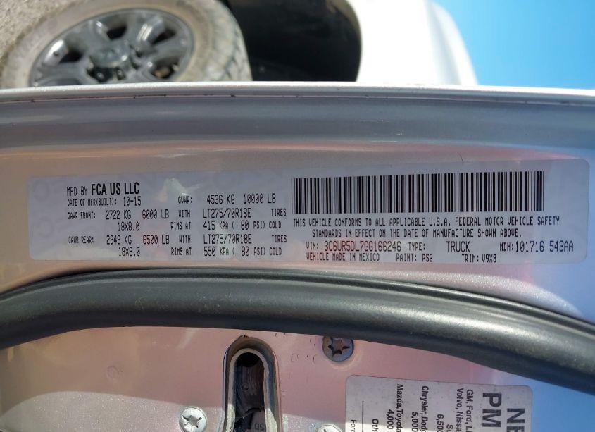 Photo 9 of 2016 Ram 2500 SLT (VIN 3C6UR5DL7GG166246)