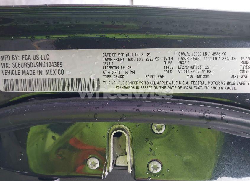 Photo 9 of 2022 Ram 2500 BIG HORN 4X4 6'4 BOX (VIN 3C6UR5DL9NG104389)