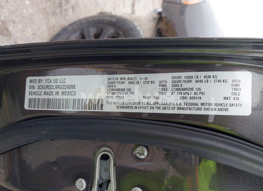 Photo 9 of 2024 Ram 2500 BIG HORN 4X4 6'4 BOX (VIN 3C6UR5DL9RG224098)