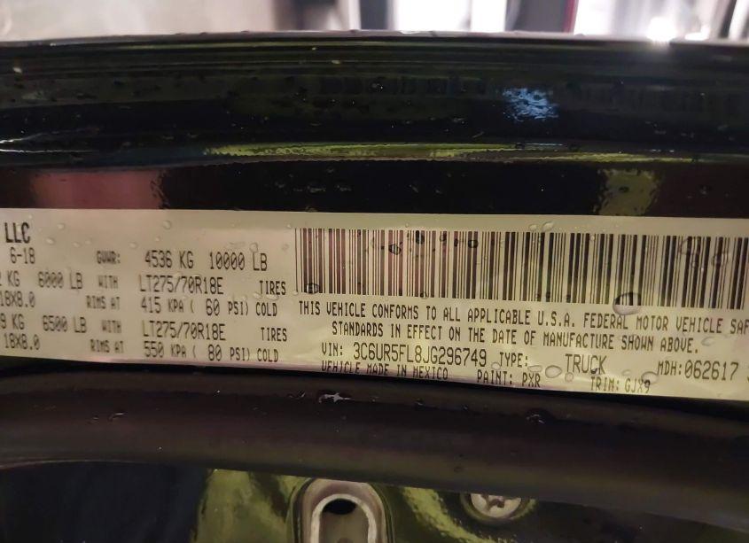 Photo 9 of 2018 Ram 2500 LARAMIE 4X4 6'4 BOX (VIN 3C6UR5FL8JG296749)