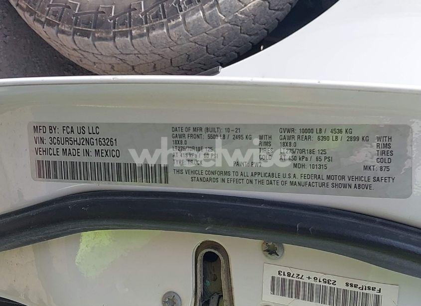 Photo 9 of 2022 Ram 2500 TRADESMAN 4X4 8' BOX (VIN 3C6UR5HJ2NG163261)