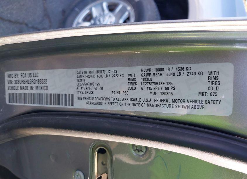 Photo 9 of 2024 Ram 2500 TRADESMAN 4X4 8' BOX (VIN 3C6UR5HL6RG189322)
