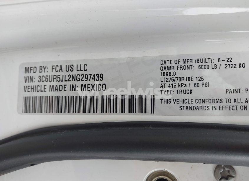 Photo 9 of 2022 Ram 2500 BIG HORN 4X4 8' BOX (VIN 3C6UR5JL2NG297439)