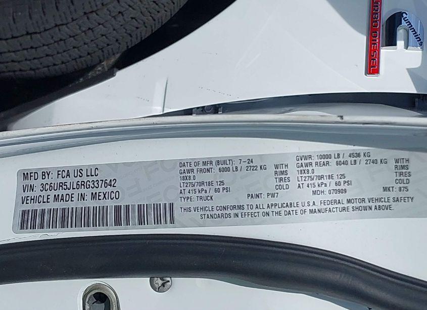 Photo 9 of 2024 Ram 2500 BIG HORN 4X4 8' BOX (VIN 3C6UR5JL6RG337642)