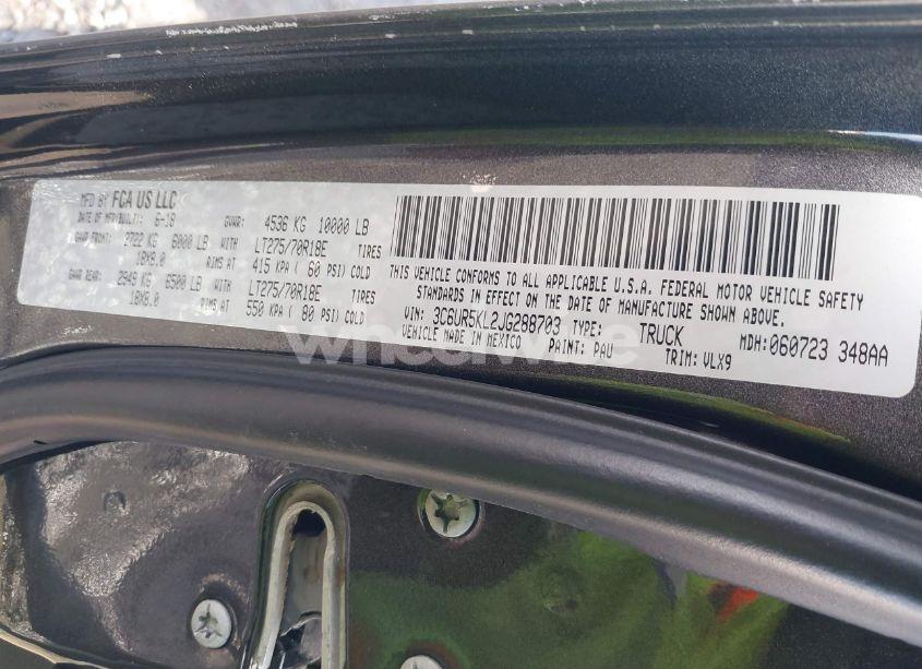 Photo 9 of 2018 Ram 2500 LARAMIE 4X4 8' BOX (VIN 3C6UR5KL2JG288703)