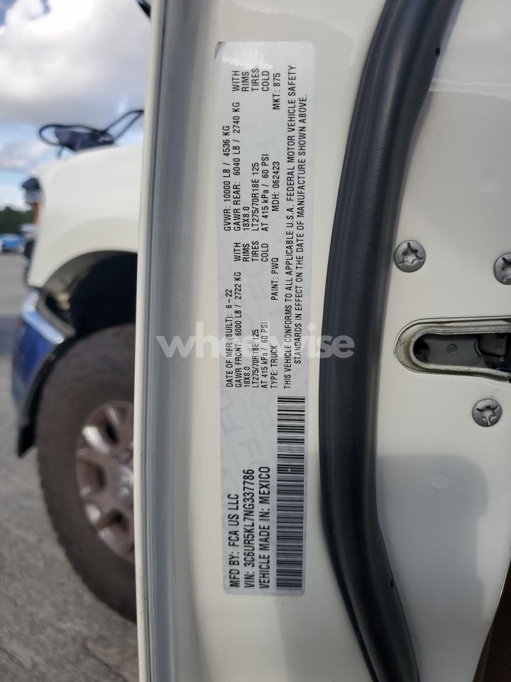 Photo 12 of 2022 RAM 2500 LARAMIE (VIN 3C6UR5KL7NG337786)