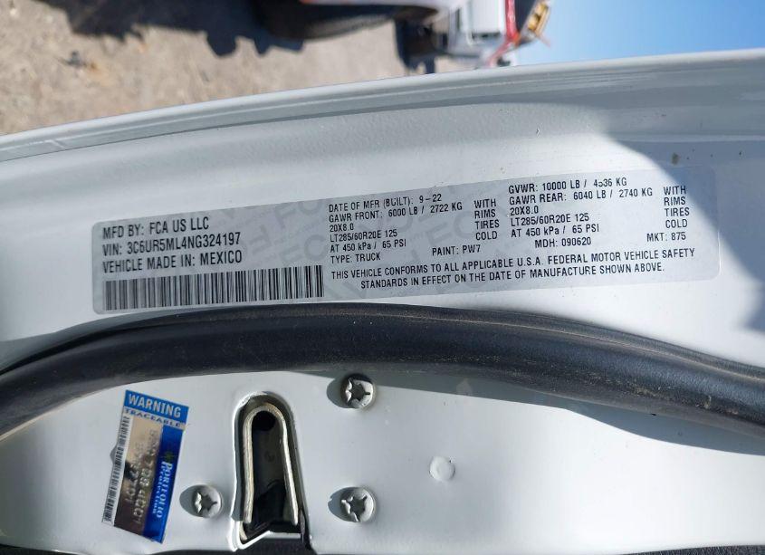 Photo 9 of 2022 Ram 2500 BIG HORN MEGA CAB 4X4 6'4' BOX (VIN 3C6UR5ML4NG324197)