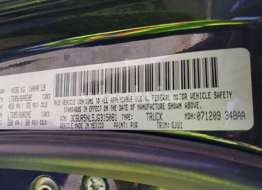 Photo 9 of 2018 Ram 2500 LARAMIE 4X4 6'4 BOX (VIN 3C6UR5NL5JG315081)