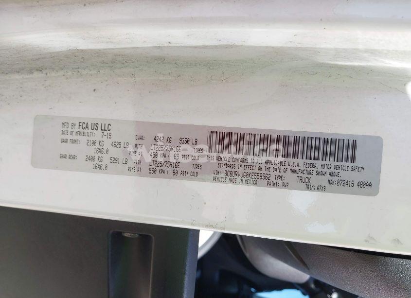 Photo 9 of 2019 Ram Promaster 3500 CARGO VAN HIGH ROOF 159 WB EXT (VIN 3C6URVJG0KE558562)