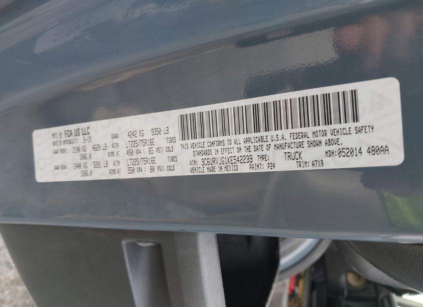 Photo 9 of 2019 Ram Promaster 3500 CARGO VAN HIGH ROOF 159 WB EXT (VIN 3C6URVJG1KE542239)