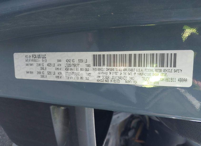 Photo 9 of 2019 Ram Promaster 3500 CARGO VAN HIGH ROOF 159 WB EXT (VIN 3C6URVJG1KE548431)